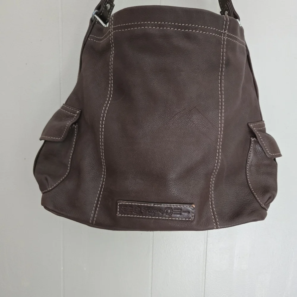 Fossil Brown Pebbled Leather Shoulder Bag Purse - Picture 3 of 11